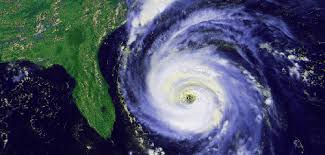Satellite image of hurricane approaching Florida