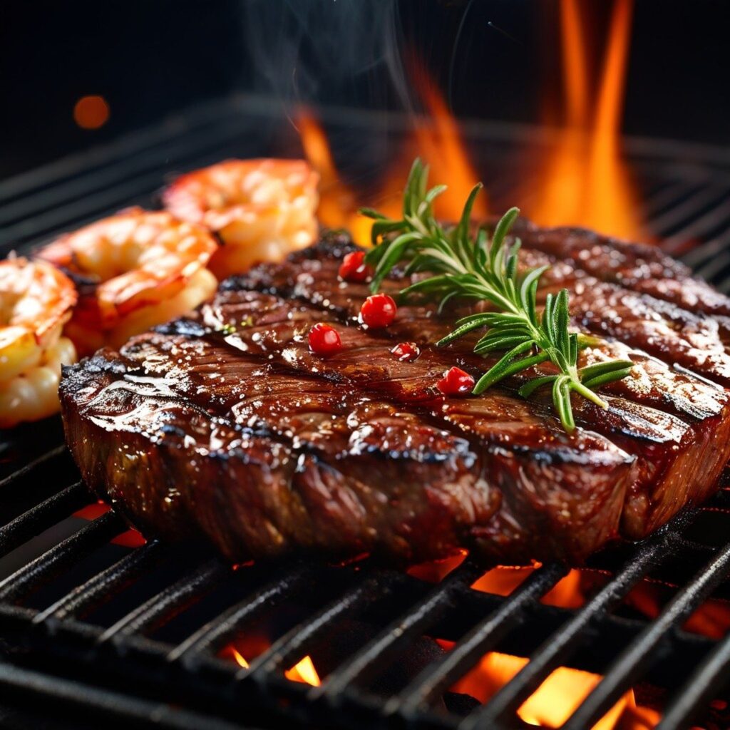 steak, meat, beef, food, grill, bbq, barbecue, grilling, delicious, meal, cooking, shrimp, flames, ai generated, steak, steak, steak, steak, steak, barbecue-8847373.jpg